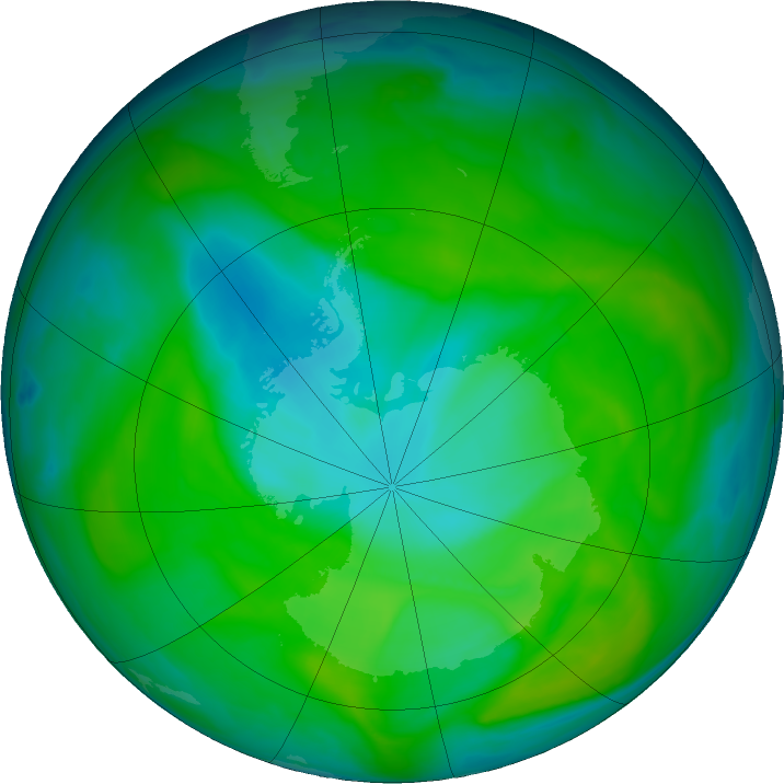 Antarctic ozone map for 12 December 2018